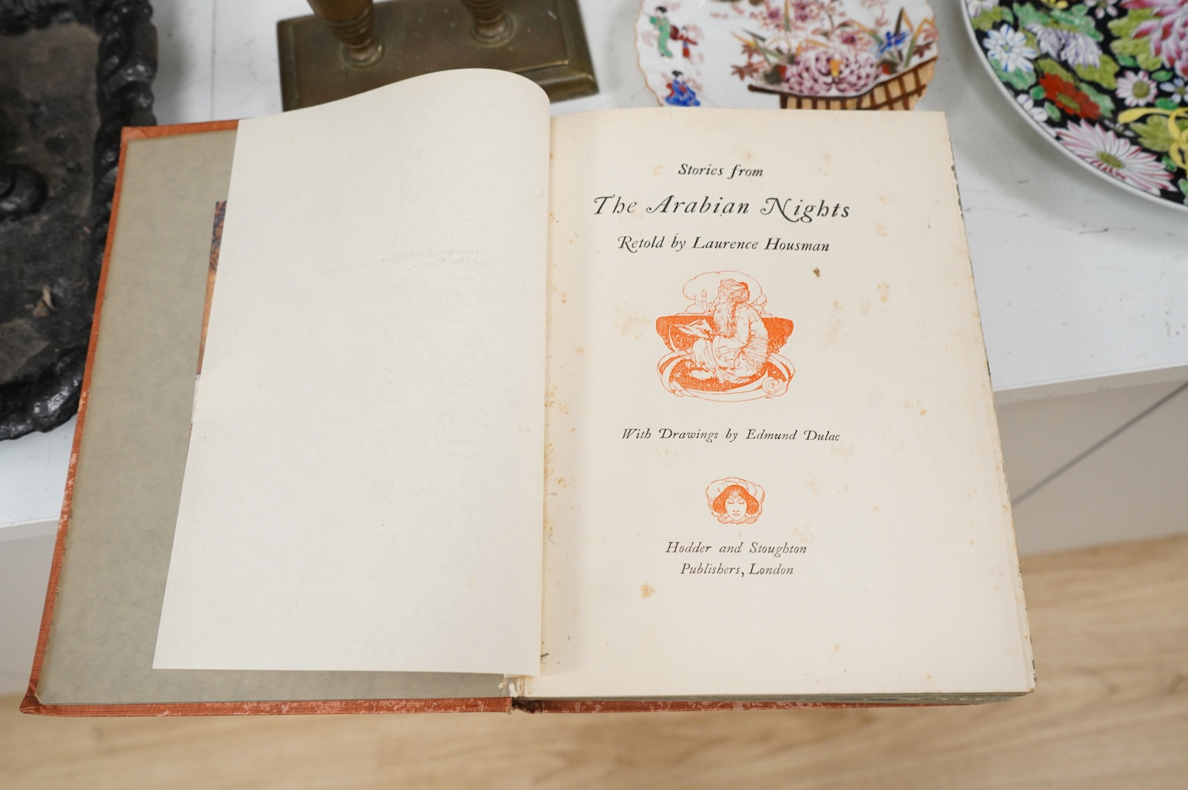 Three books, The Story of Sambo & the Twins, The Arabian Nights with drawings by Edmund Dulac, published Hodder & Stoughton, London and a late 17th century example, Dramatick Poesie, John Dryden, 1693